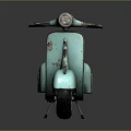 Vintage Turquoise Scooter With Brown Leather Seat And Classic Retro Design