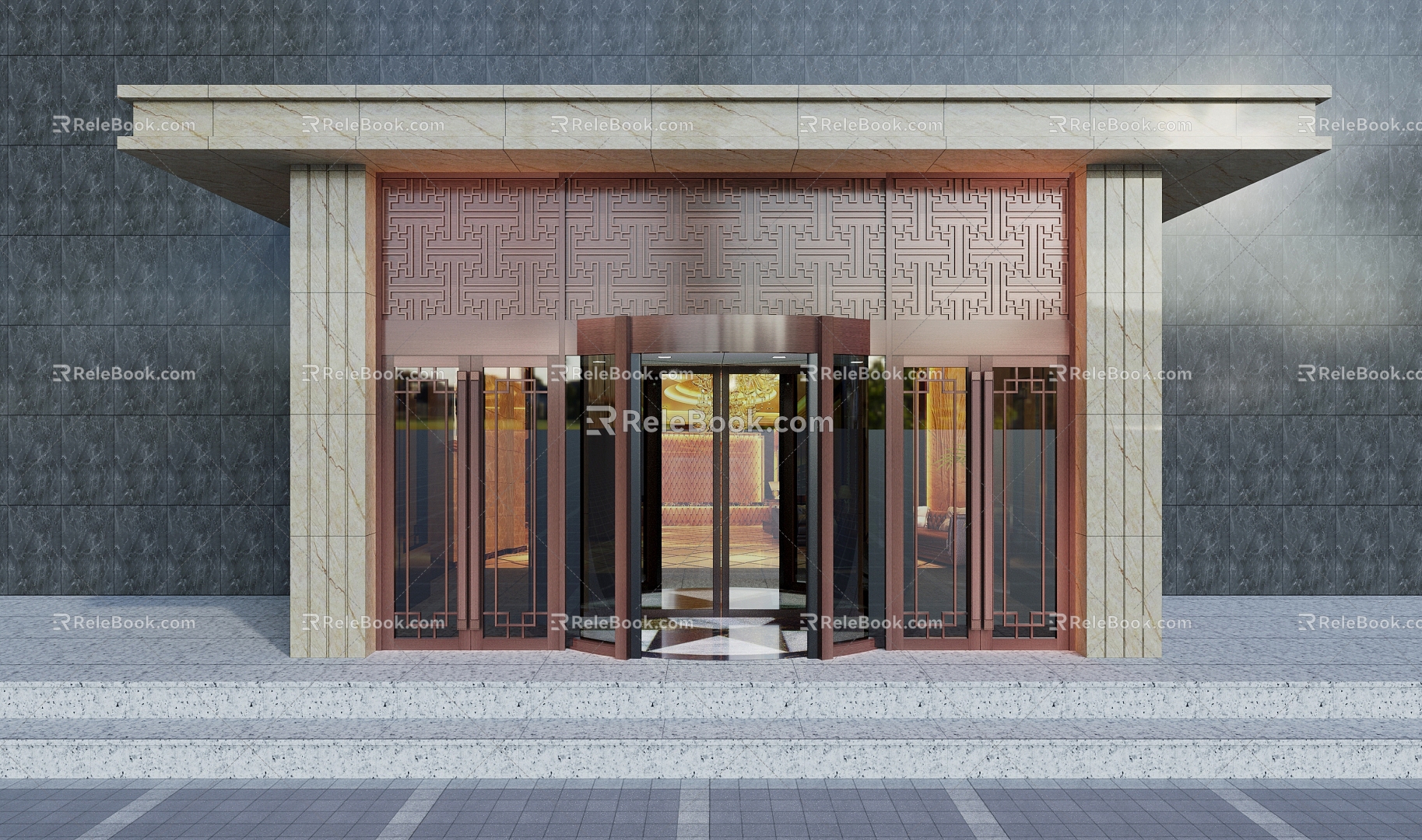 Copper door renderings revolving door renderings 3d model