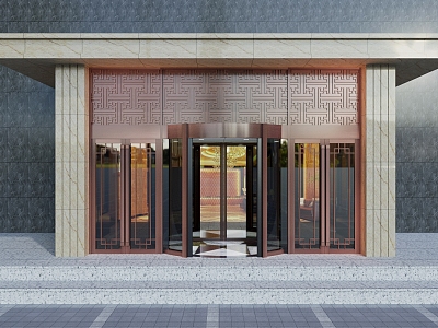 Copper door renderings revolving door renderings 3d model