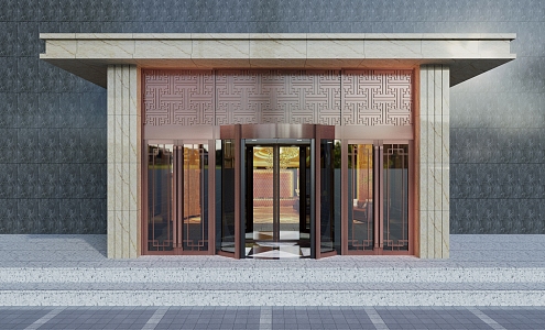 Copper door renderings revolving door renderings 3d model