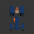 Blue Tractor Exterior Design With Large Tires And Exhaust Pipe