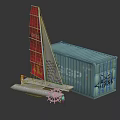 Modern Water Transport Vessel Featuring Red Sail Green Container And Graffiti Art