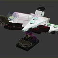 White And Black Lego Spaceship Model With Transparent Cockpit And Display Stand For Home Decoration