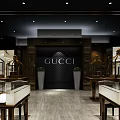 Gucci Boutique Interior With Luxury Display Cases And Brand Logo Lighting