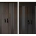 Modern Double Doors in Dark Brown and Black with Vertical Stripes and Handles