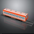 Red And White Train With Blue Windows On Black Tracks