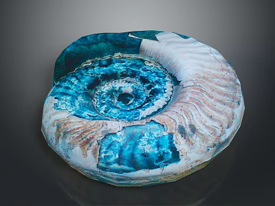 Unique Spiral Shaped Wood And Stone Decorative Art Piece With Blue White Beige Colors 3d model