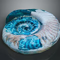 Unique Spiral Shaped Wood And Stone Decorative Art Piece With Blue White Beige Colors