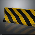 Yellow And Black Striped Traffic Barrier On Gray Surface With Reflection