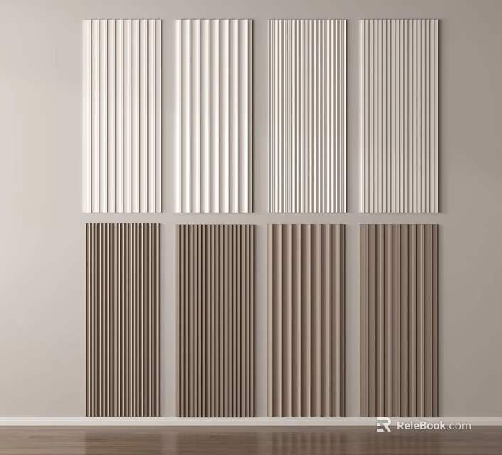 Modern Wall Panels With White And Brown Designs For Interior Decor 3d model