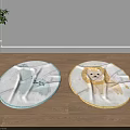 Round Carpets Featuring Dinosaur Lion Designs Blue Yellow Borders on Wooden Floor with Green Plant