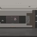 Modern Living Room Interior With TV Wall Marble Accent And Built-in Shelves