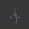 Blue Shark Toy Model With Pink Stripes Open Mouth And Red Sharp Teeth