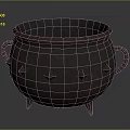 Antique Bronze Cauldron With Dual Handles Three Legs And Triangular Studs