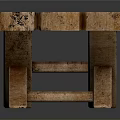 Rustic Single Wooden Chair with Square Seat Crossed Legs and Natural Wood Grain