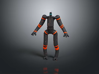 Game Movie Character Robot with Black and Orange Stripes 3D Design Appearance 3d model