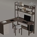 Solid Wood Desk 3d model