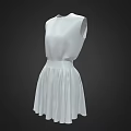 Chic White Sleeveless Dress With Round Neck And Pleated Skirt