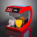 Red TopBrew Electronic Coffee Machine With Digital Display Control Buttons And Two Cups 3d model