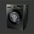Modern Dark Colored Washing Machine With Transparent Door And Digital Control Panel 3d model