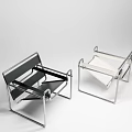Modern Leisure Chairs With Metal Frames Black Leather And White Seat Cushions
