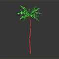 Green Leaf Palm Tree With Red Trunk Isolated On Gray Background