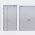 White Interior Doors With Single Double Leaf Handles And Closers 3d model