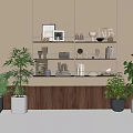 Modern Stylish Shelving Unit With Decorative Items Books And Potted Plants