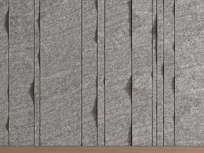 Gray Stone Slab Feature Wall With Long Strips Arranged And Textured Surface 3d model