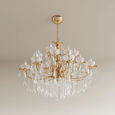 Luxurious Gold Crystal Chandelier With Transparent Pendants And Elegant Design 3d model