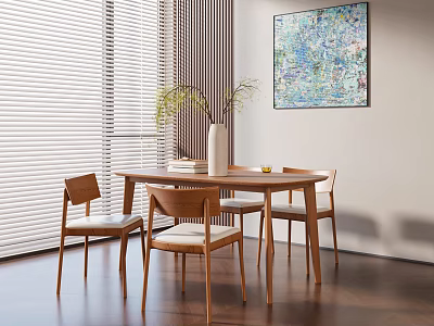 Log wind dining table and chair combination 3d model