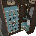 Modern Wardrobe Interior Design With Glass Doors Hanging Rods And Multi Layer Shoe Shelves