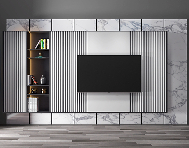 Modern TV background wall 3d model