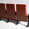 Modern Red Theater Seats With Wooden Armrests And Metal Legs Design