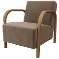Comfortable Brown Fabric Single Sofa With Wooden Armrests And Modern Design 3d model