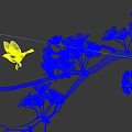 Beautiful Branch With Pink Blossoms And Flying Bird In Natural Scene