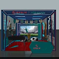 Soccer Themed Exhibition Booth With Soccer Balls And Football Field Displays