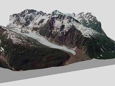Majestic Mountain Landscape With Snow Capped Peaks Glacier And Lush Green Forests 3d model