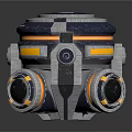 Advanced Mechanical Device With Circular Structure Camera Lens And Yellow Accents