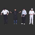 Group of Chefs in Different Uniforms Posing with Cooking Tools and Utensils