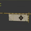 Traditional Bamboo Frame Banner With Diamond Pattern Fabric And Support Structure