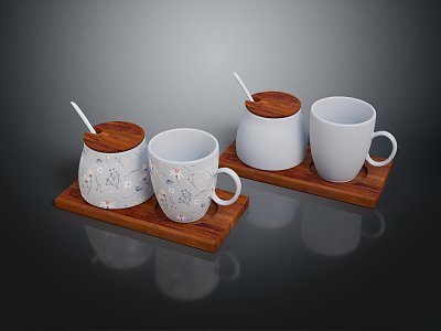 Modern Cup Tea Set Tea Cup Seasoning Bottle 3d model