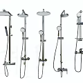 Various Bathroom Shower Accessories With Fixed Heads Handheld Sprays and Mounting Brackets 3d model