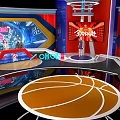 Interactive Basketball Themed Play Area With Circular Structure And Colorful 3D Design Elements 3d model