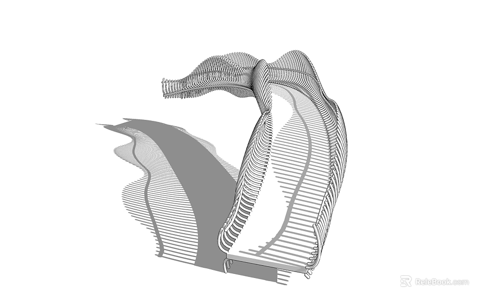 Modern Scenic Bridge Design With Curved Structure And Openwork Mesh Pedestrian Walkway And Flowing Lines 3d model 