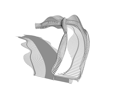 Modern Scenic Bridge Design With Curved Structure And Openwork Mesh Pedestrian Walkway And Flowing Lines 3d model