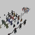 Medieval Game and Movie Characters with Various Colored Armors and Different Costume Styles