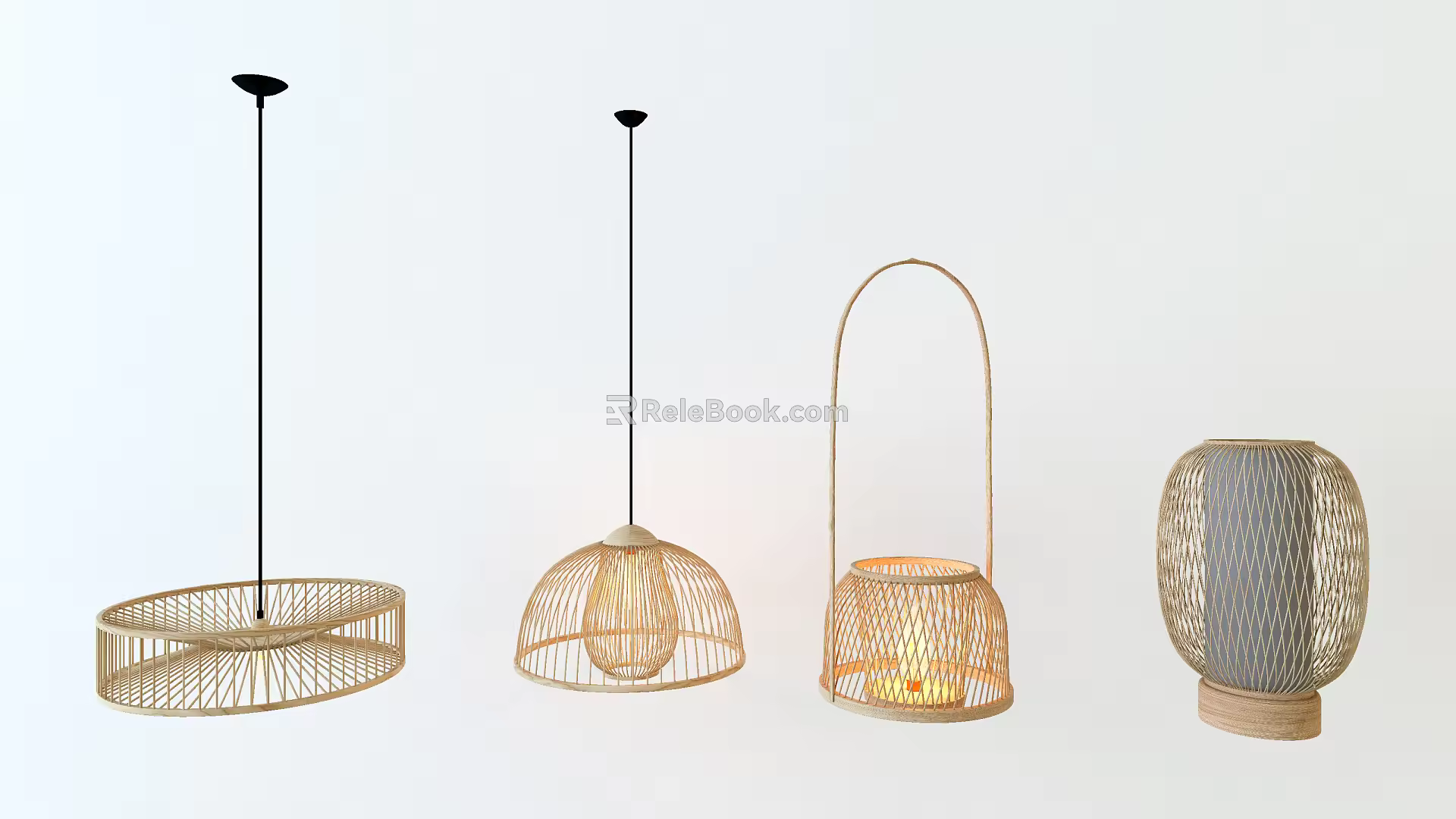 New Chinese-style Lamps Combination Chandelier Table Lamp Combination 3d model