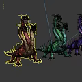 Colorful Multi Headed Dragons With Red Green Purple Scales As Mythical Fantasy Creatures