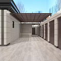 Modern Courtyard Sunshade Pergola Structure With Tiled Floor And Outdoor Building Design